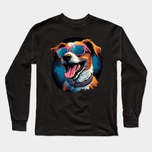 Retro Wave Jack Russel Terrier Dog Shirt Long Sleeve T-Shirt